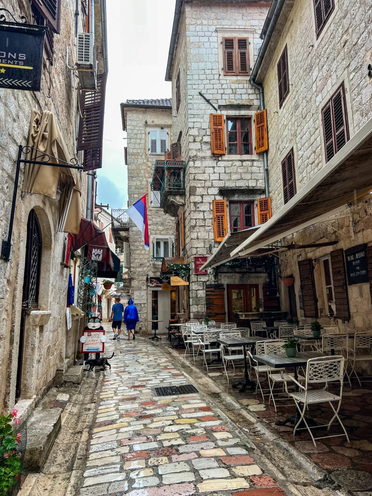 Clock tower in the main square of Kotor Old Town in Montenegro