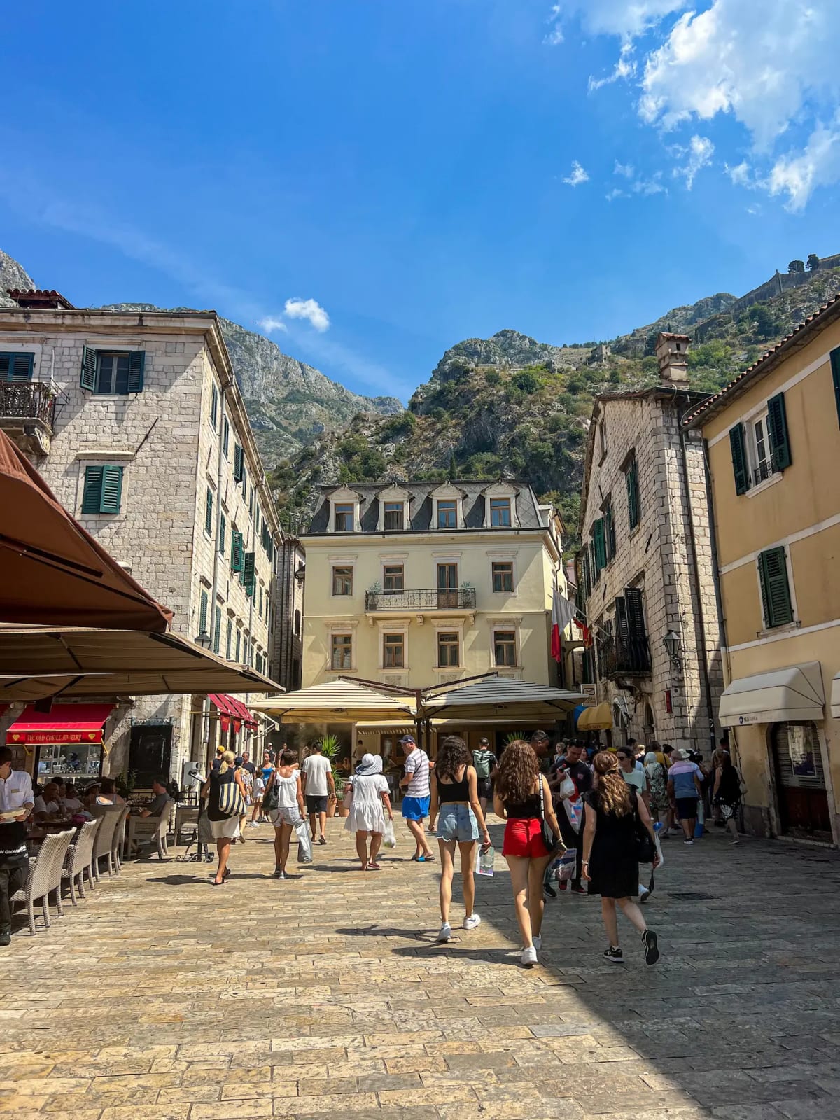 Kotor Old Town in Montenegro with Mountain Backdrop