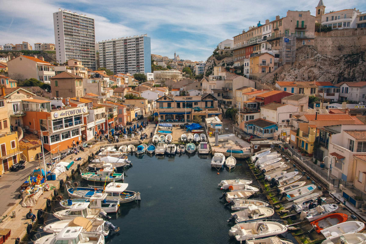 The rocky coastline of Marseille, France