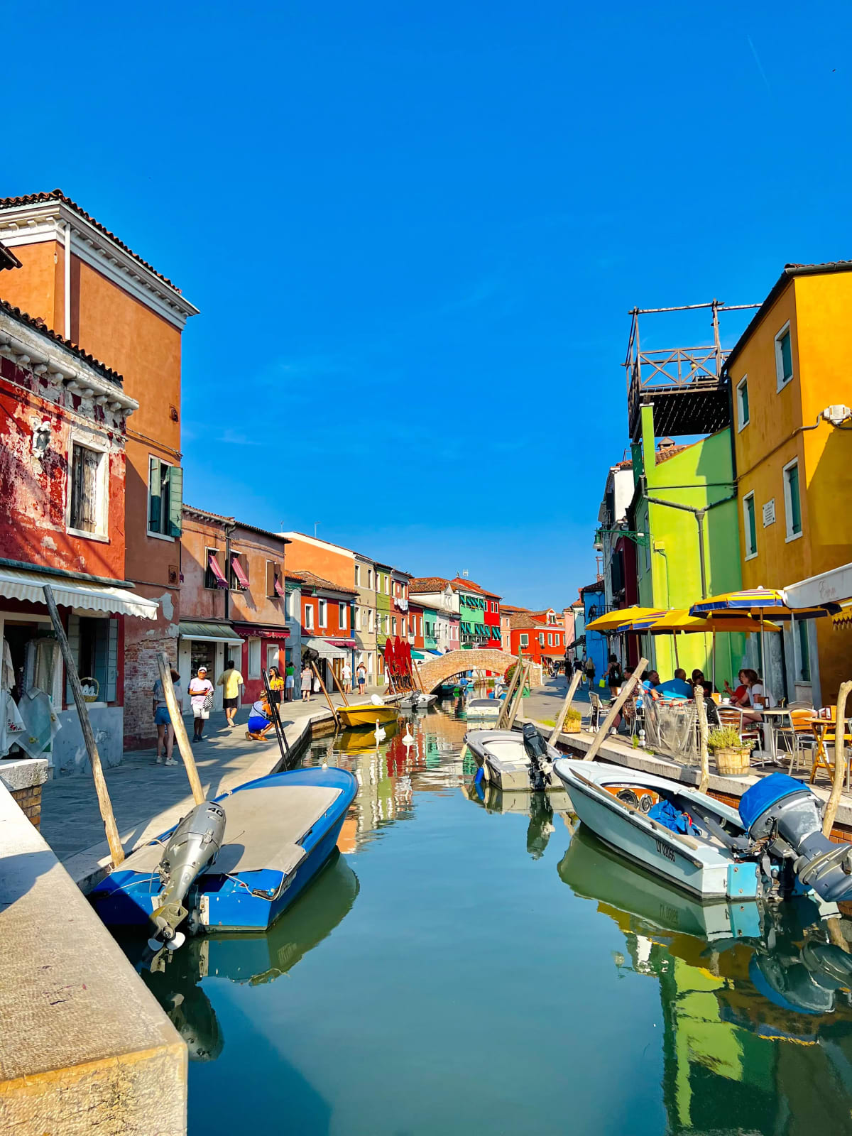 The canals on Burano Island in Venice, Italy