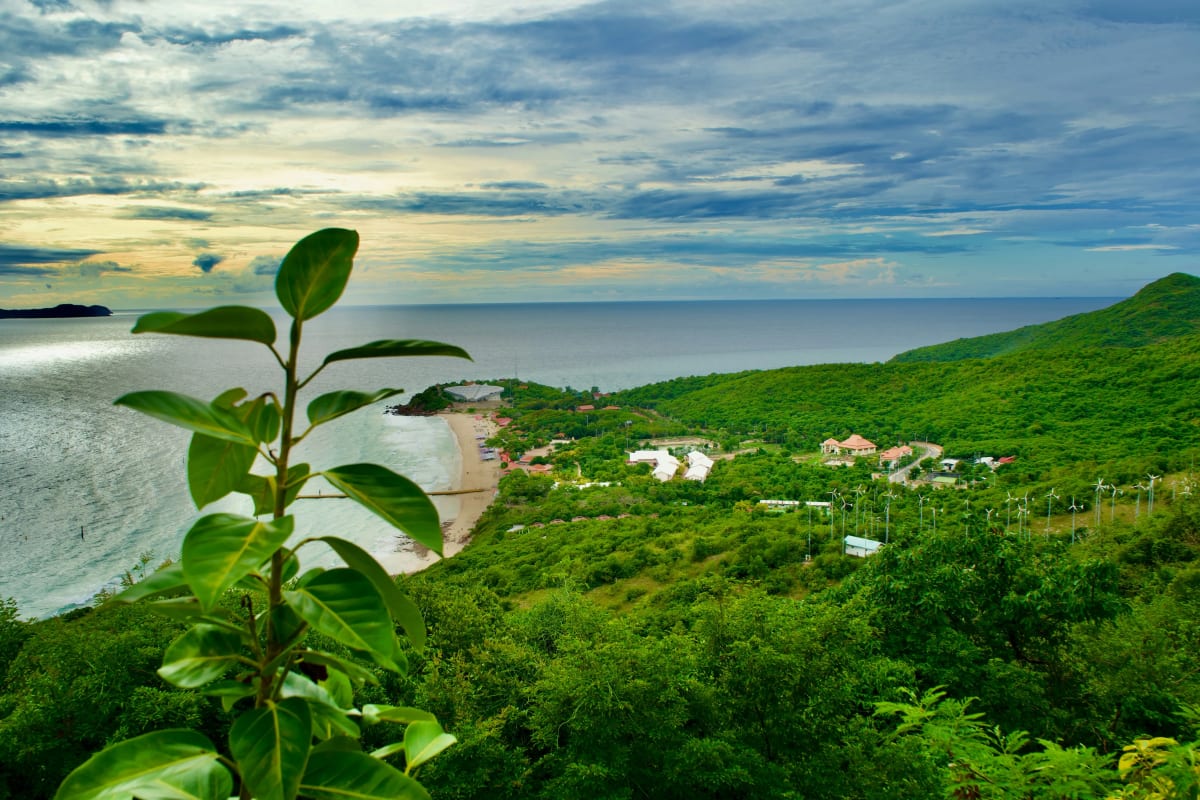 Panoramic views on Koh Larn Island from windmill viewpoint, Pattaya, Thailand