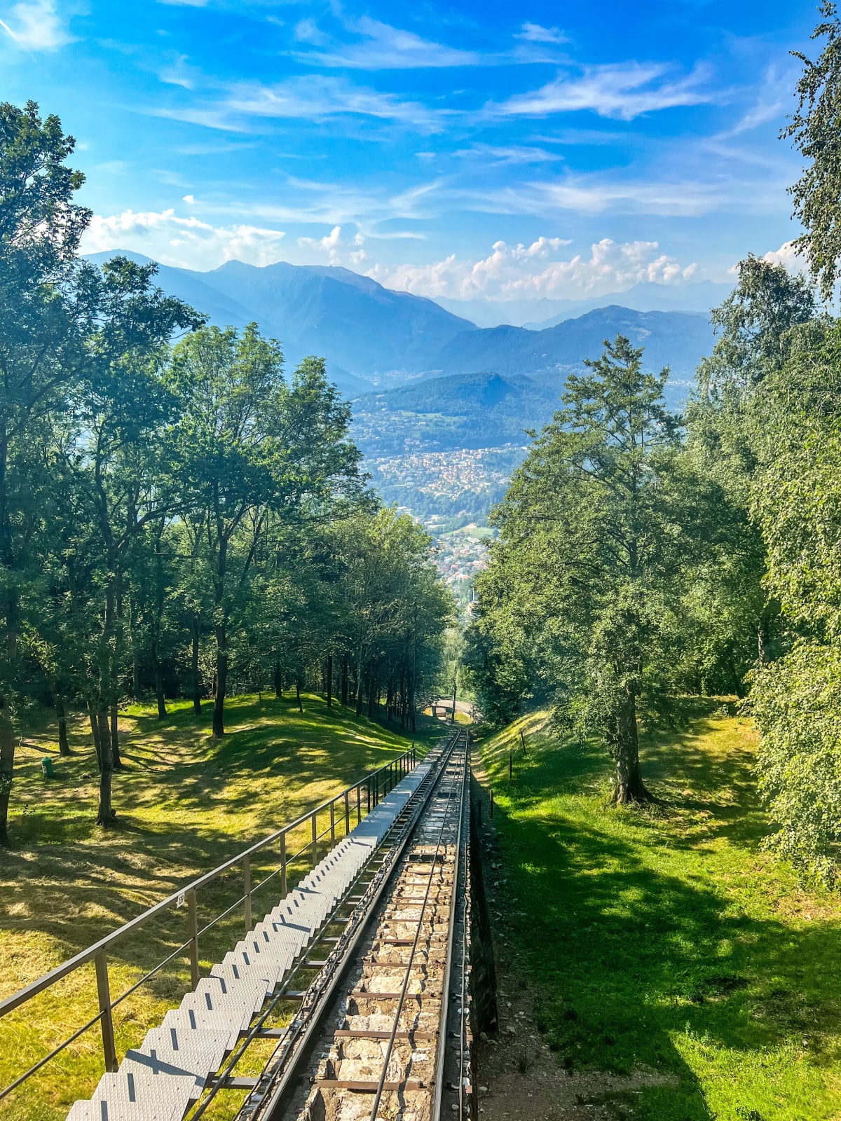 Monte Brè funicular tracks in Ticino Switzerland