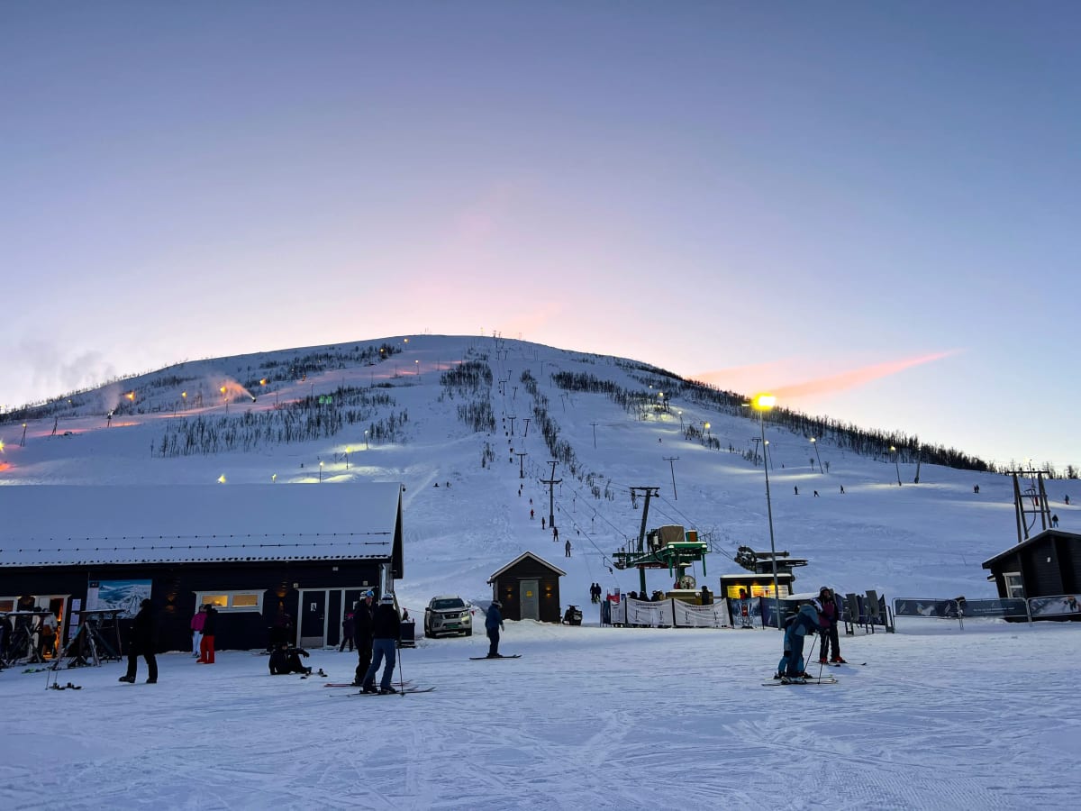 Skiing on the snowy mountains of Tromsø Norway in the winter at Tromsø Alpinpark