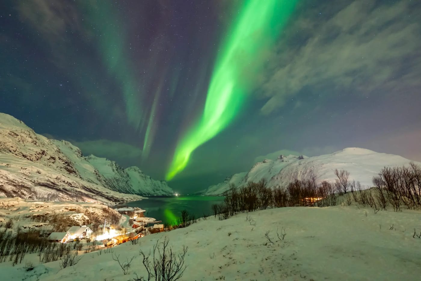 The northern lights (aurora borealis) in Tromsø Norway in the winter