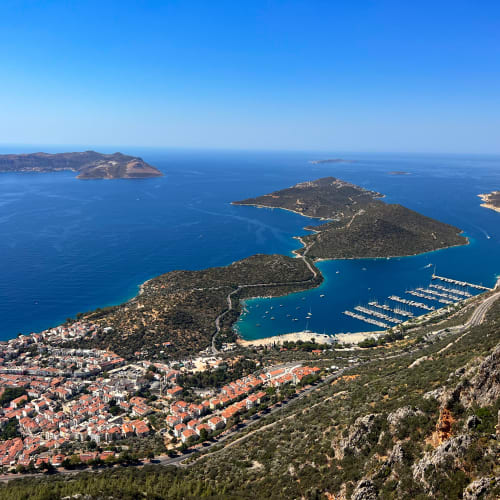 Aerial view of the Kaş, Turkey coastline