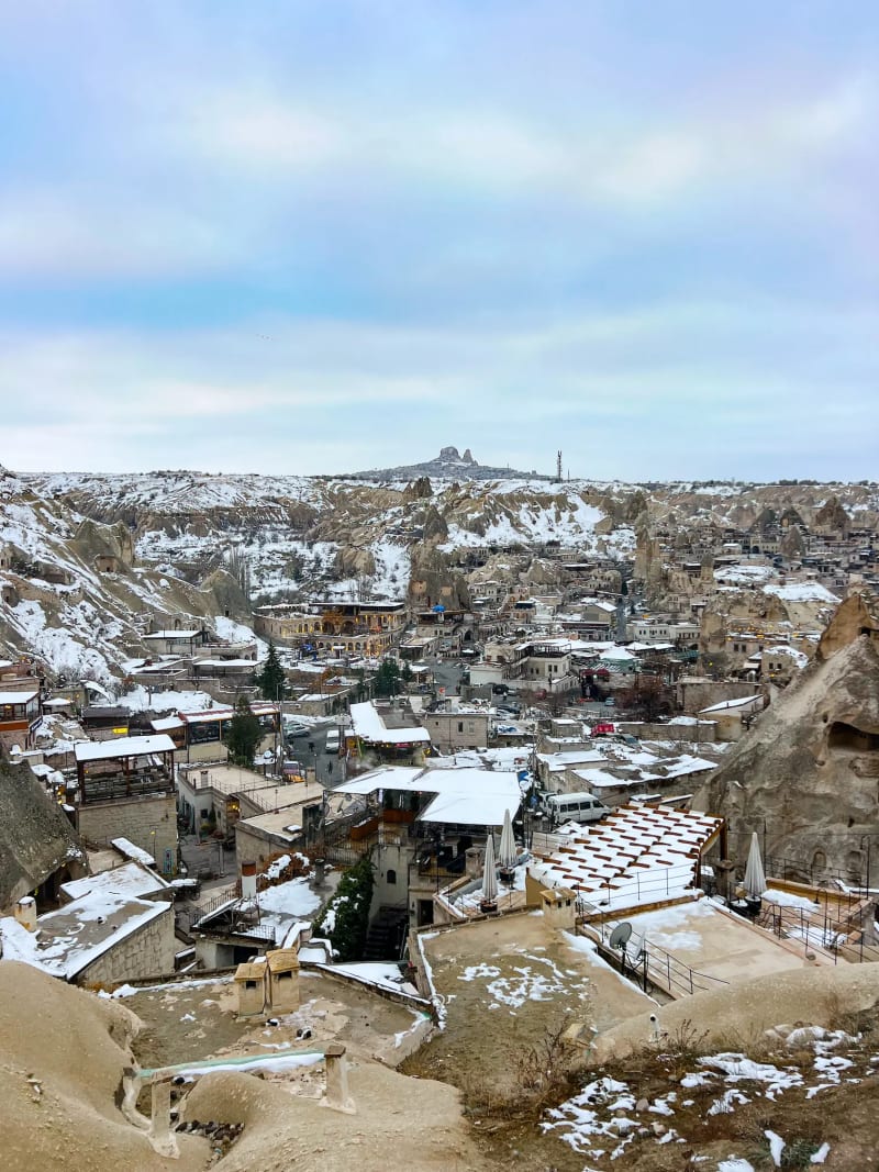 Göreme Cappadocia Turkey panoramic viewpoint in the winter