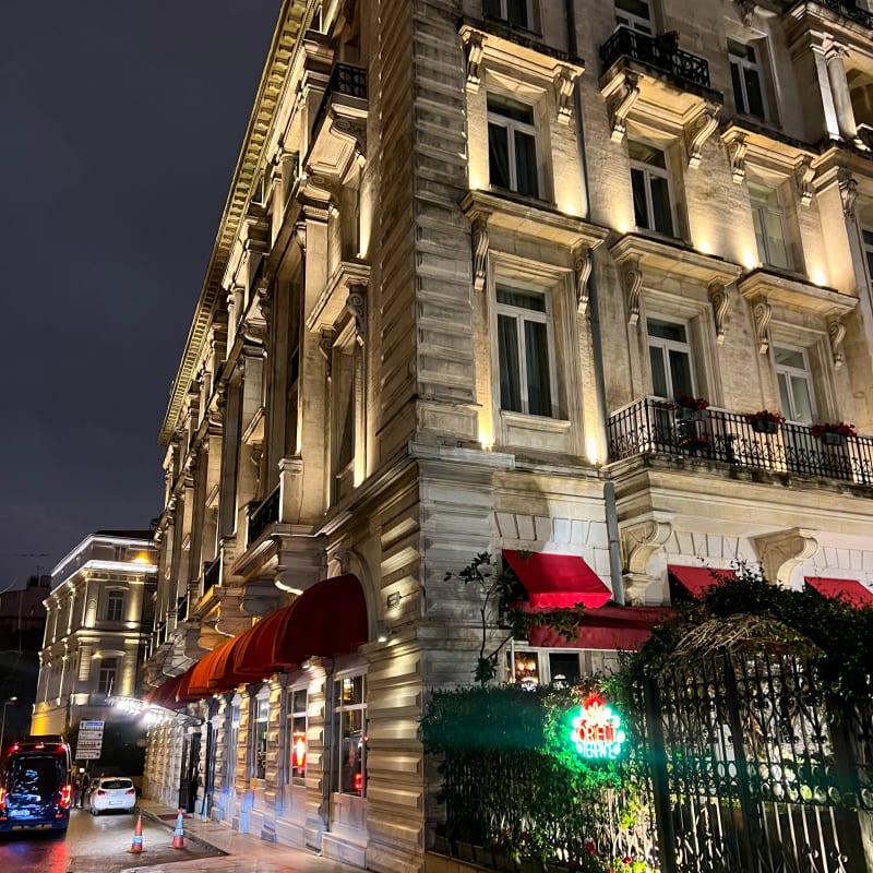 The exterior of the Pera Palace Hotel in Istanbul Turkey