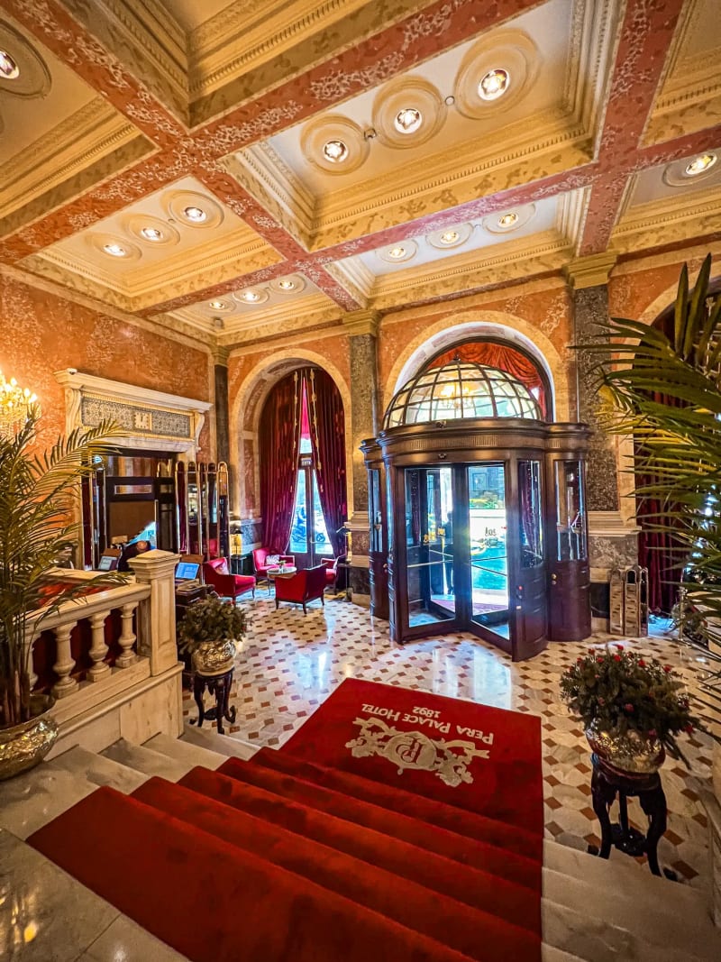 The lobby of the Pera Palace Hotel in Istanbul Turkey