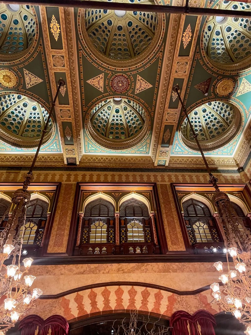 The ceiling of Kubbeli Lounge inside the Pera Palace Hotel in Istanbul Turkey