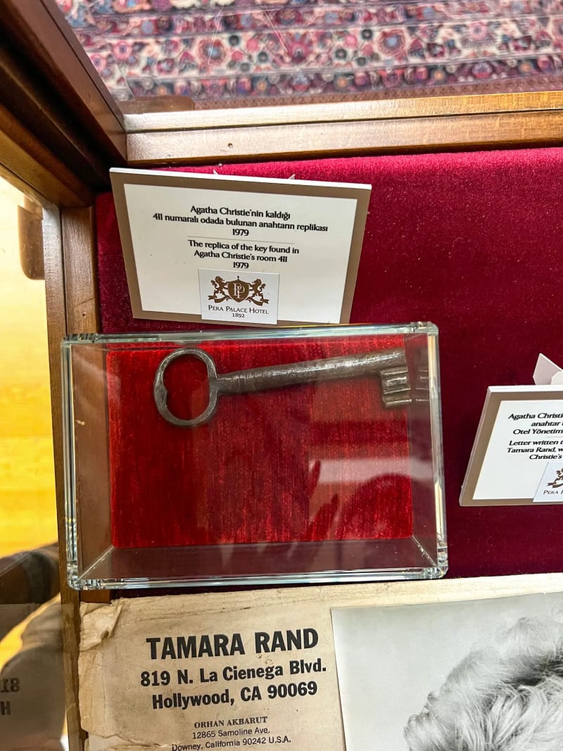 A replica of the key found in Agatha Christie's room, room 411, inside the Pera Palace Hotel in Istanbul Turkey