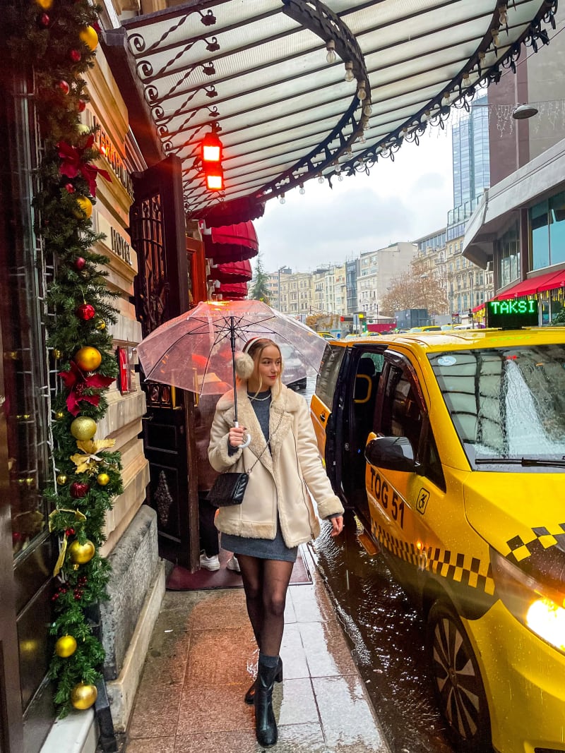 Outside of the Pera Palace Hotel in Istanbul Turkey