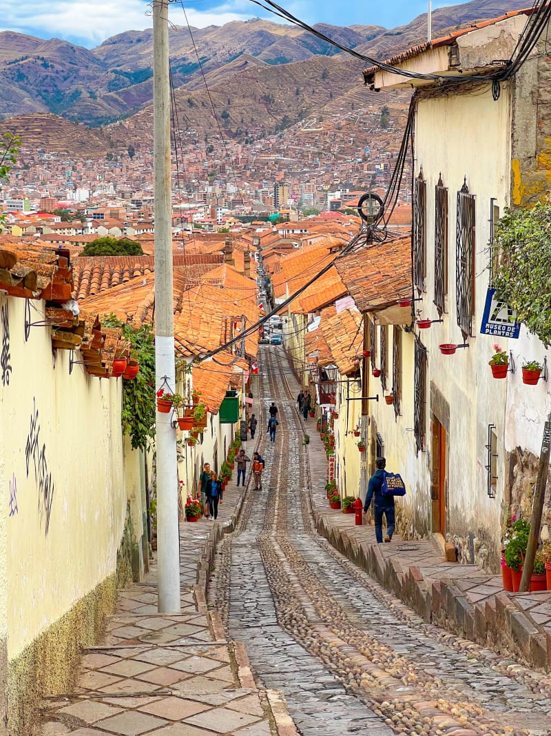 Beautiful narrow street in Cusco, Peru
