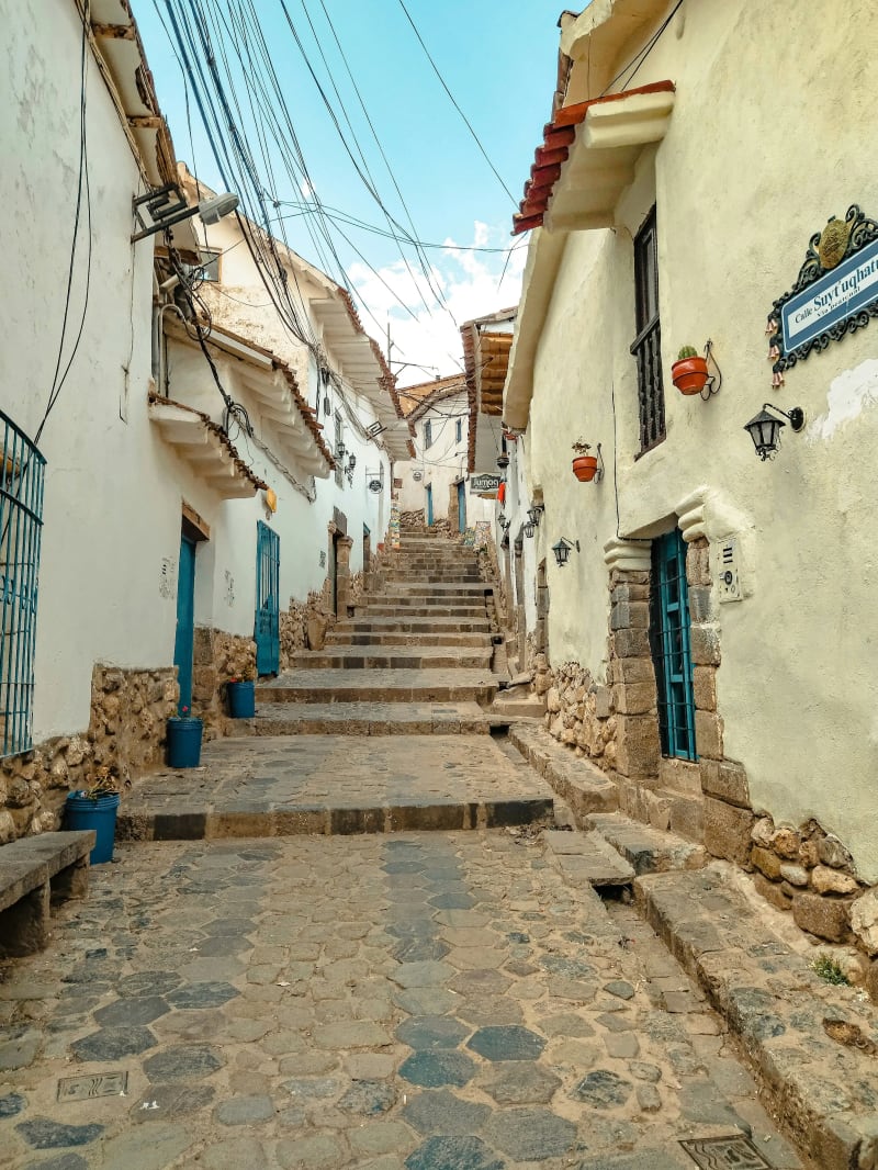A street in the San Blas neighborhood in Cusco, Peru