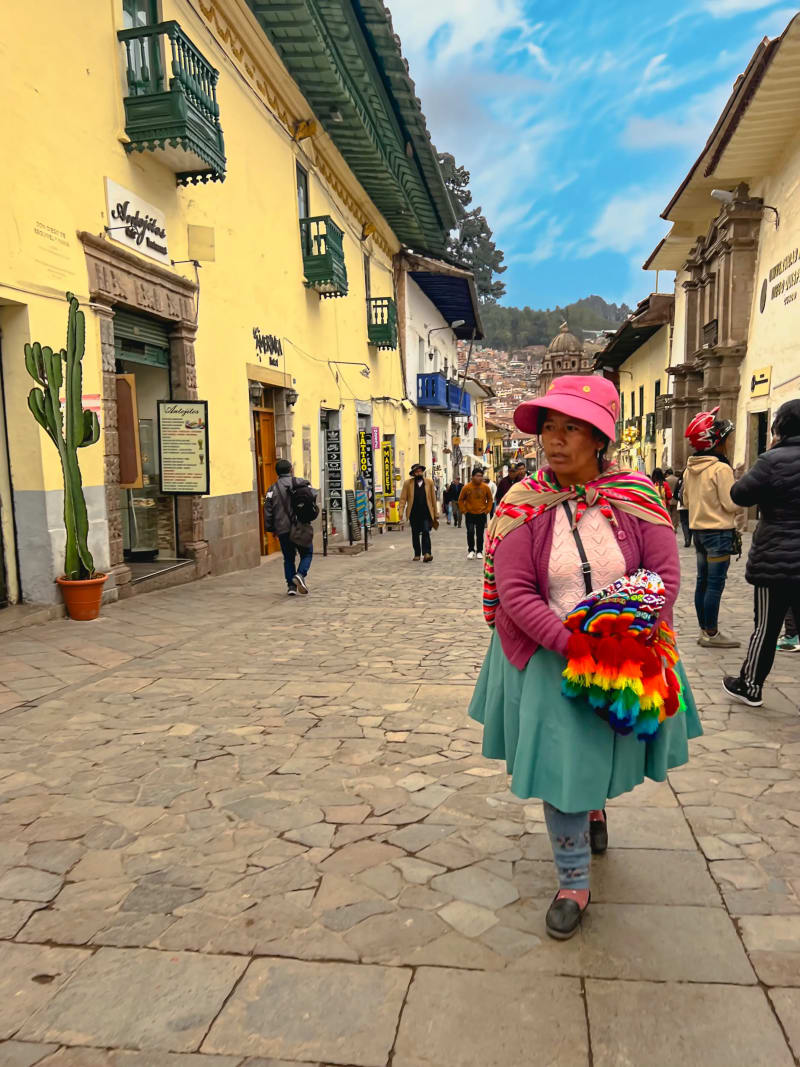 Incan ancestors in cultural clothing in Cusco, Peru