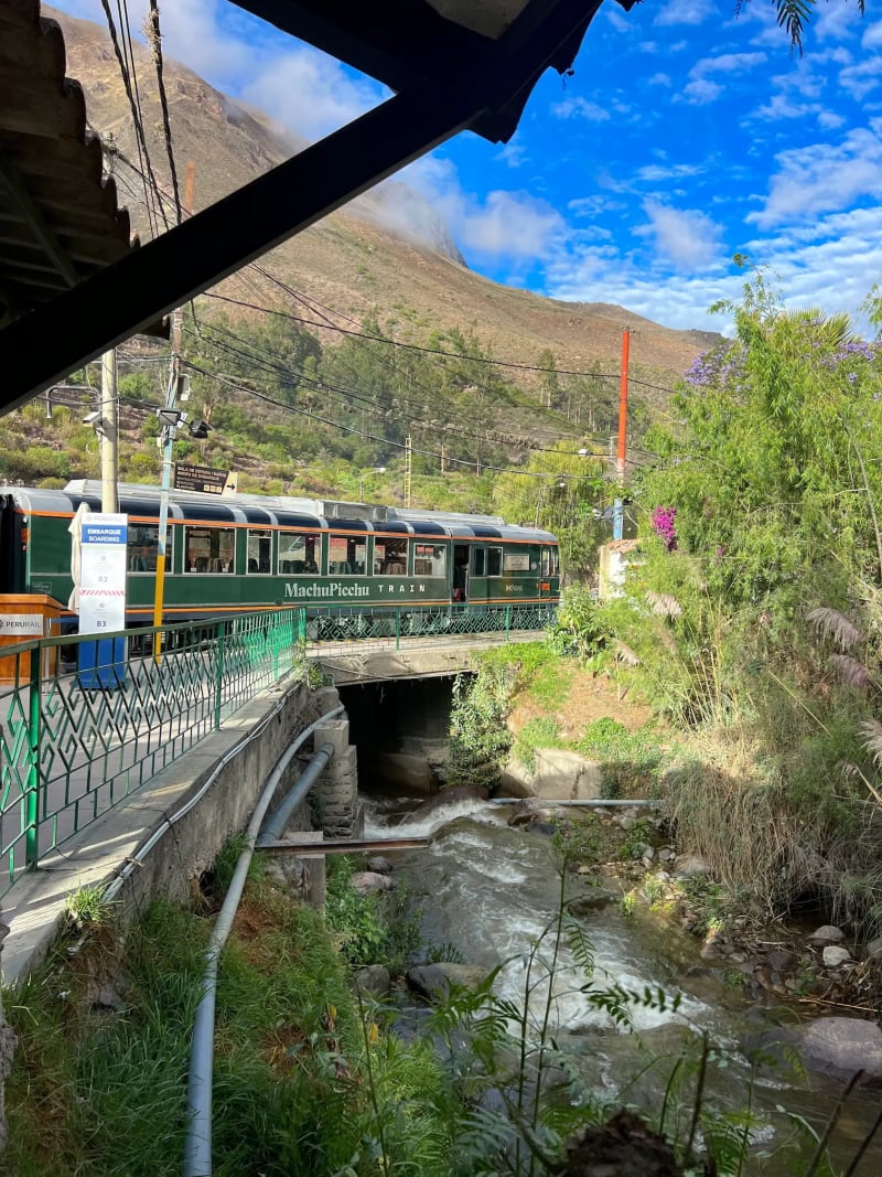 IncaRail train in Ollantaytambo Peru going to Machu Picchu