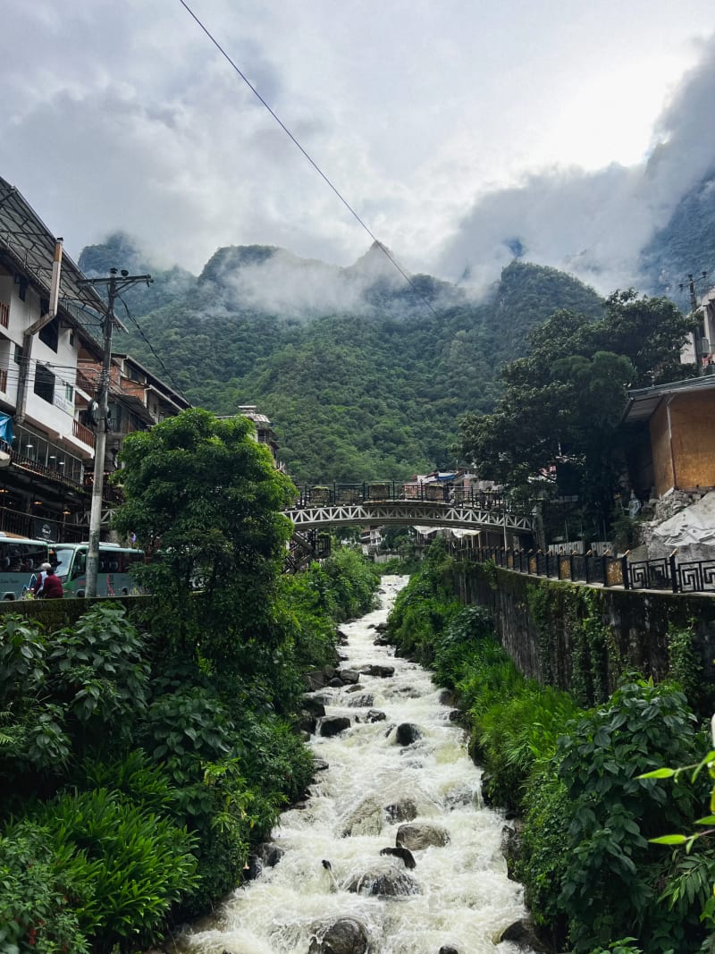 The mountains and Urubamba river in Aguas Calientes, Peru