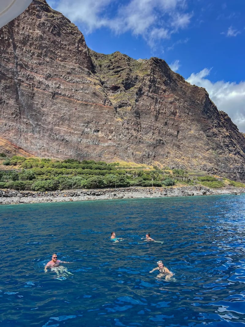 Swimming along the coastline of Madeira Island, Portugal
