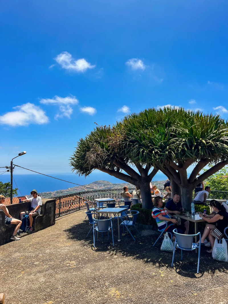 A restaurant with panoramic views inside the Monte Palace Tropical Gardens on Madeira Island