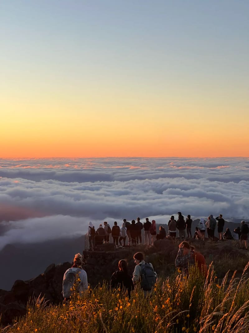 Sunrise over the clouds from Pico do Areeiro on Madeira Island