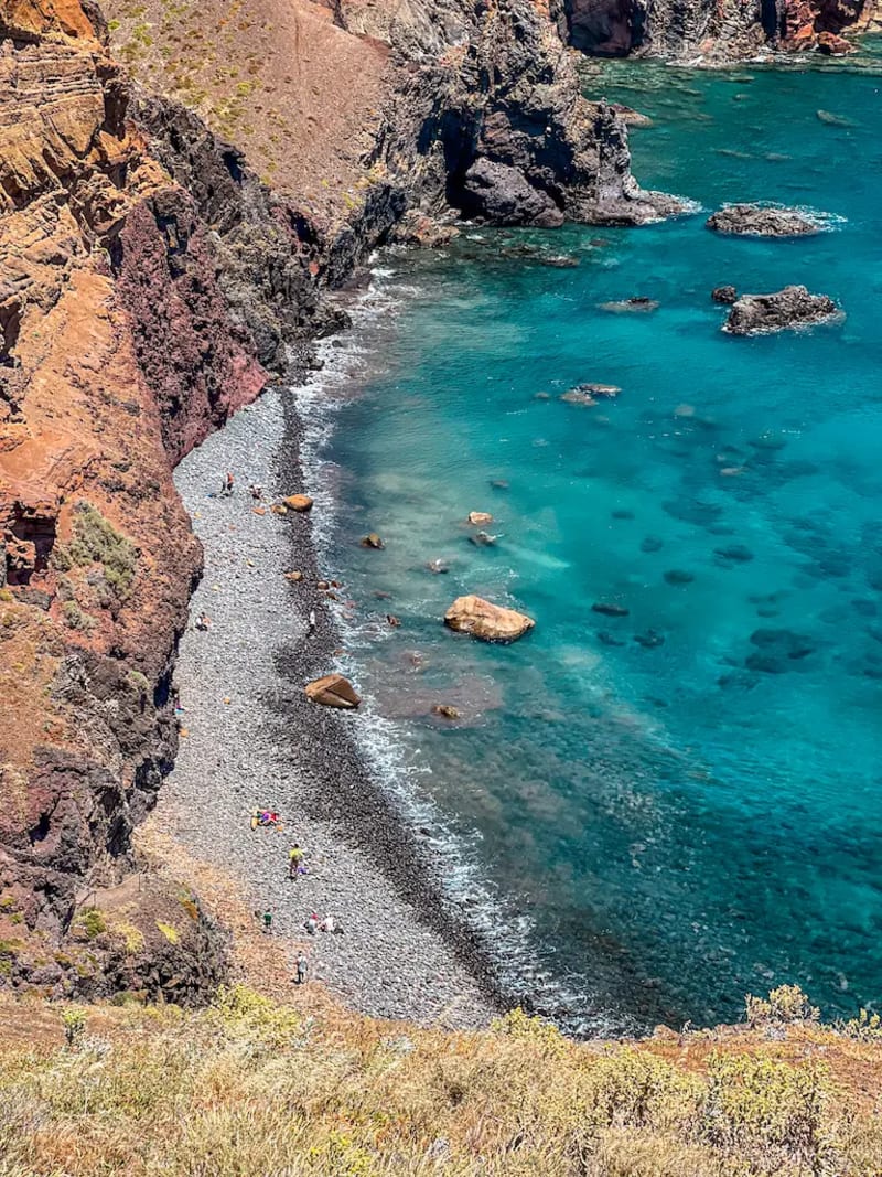 São Lourenço beach aerial view on Madeira Island at PR8 Vereda da Ponta de São Lourenço hiking trail