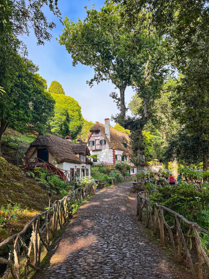 Traditional Santana houses at the Queimadas Forest Park, PR9, on Madeira Island