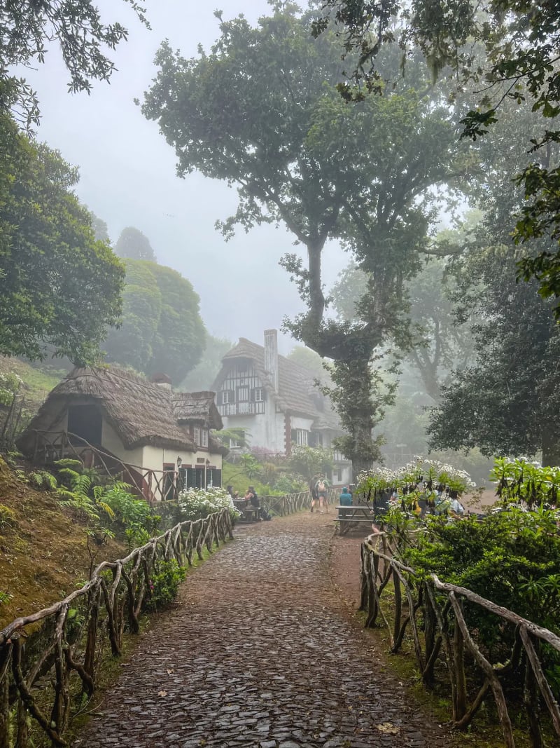 Traditional Santana houses at the Queimadas Forest Park, PR9, on Madeira Island