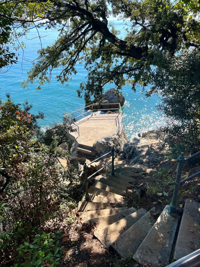 Stairway that leads to the sea along the coast of Opatija, Croatia