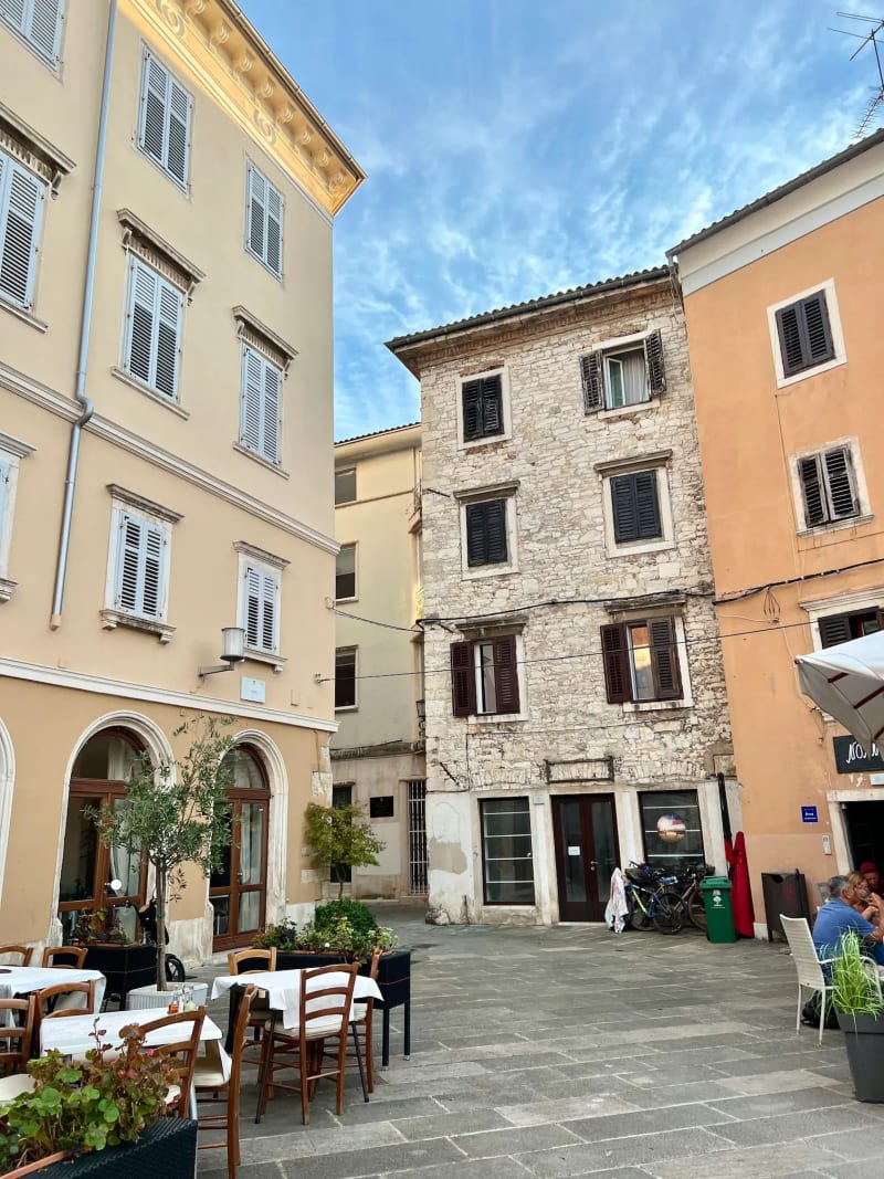 A cobblestone street in Pula, Croatia