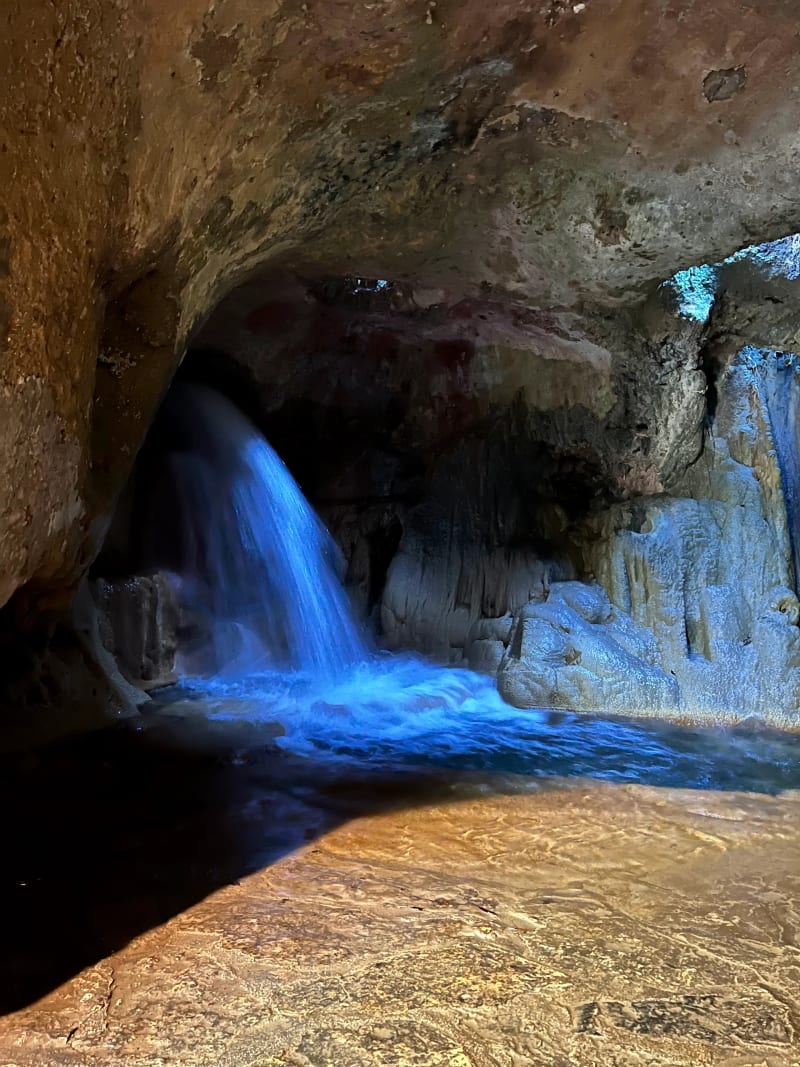 Small waterfall inside an old water mill at Kra National Park in Croatia