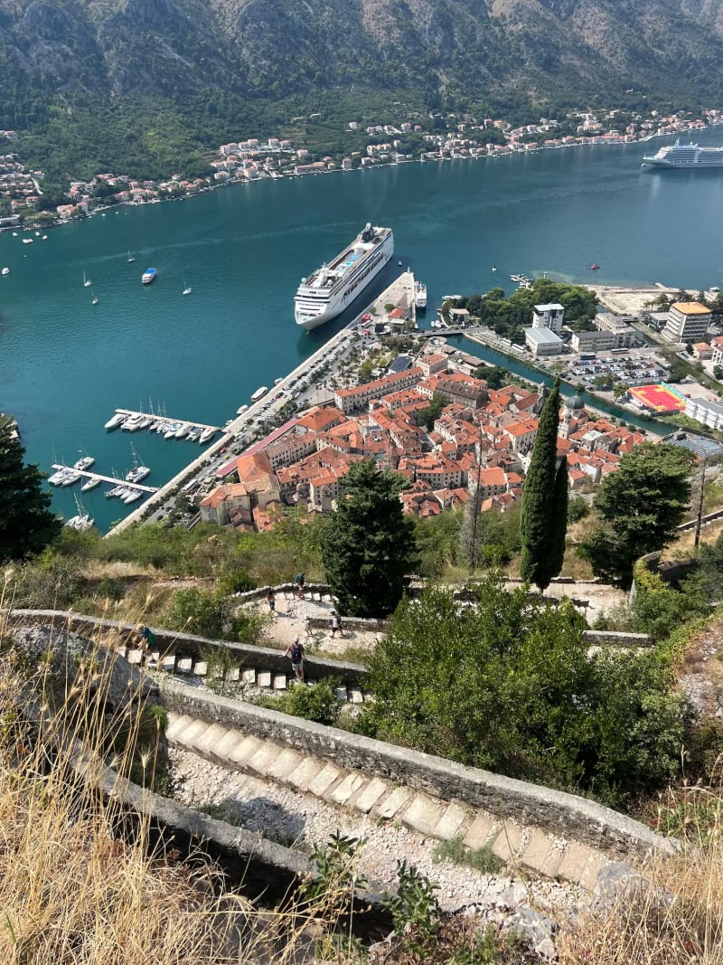 View of the historic old town from the fortress of Kotor in Montenegro