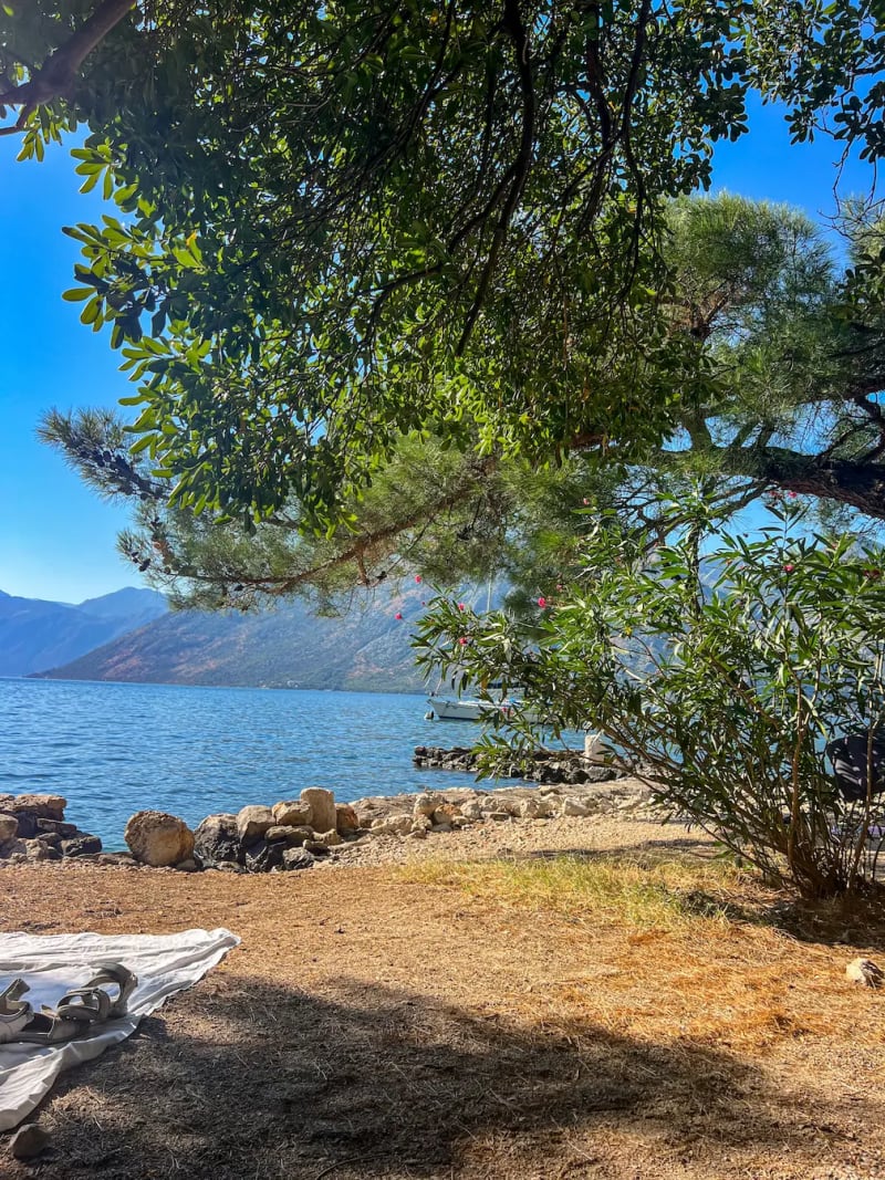 Dobrota beach in Montenegro on the bay of Kotor