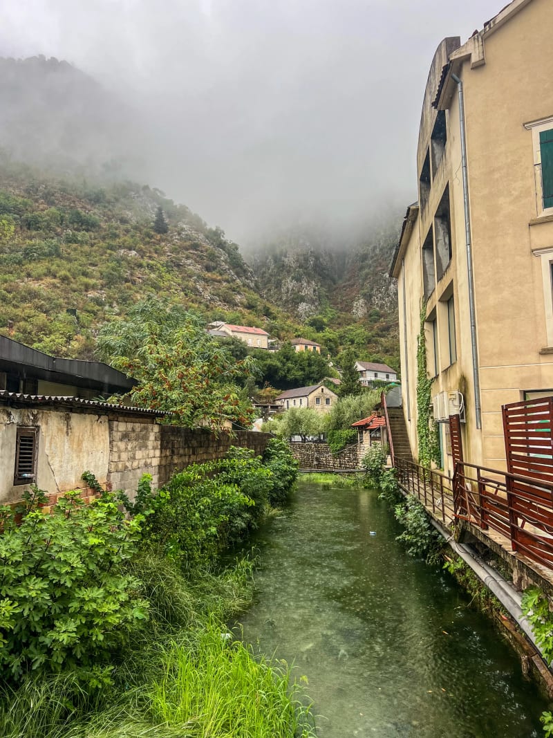 narrow cobblestone street in Kotor Montenegro Old Town