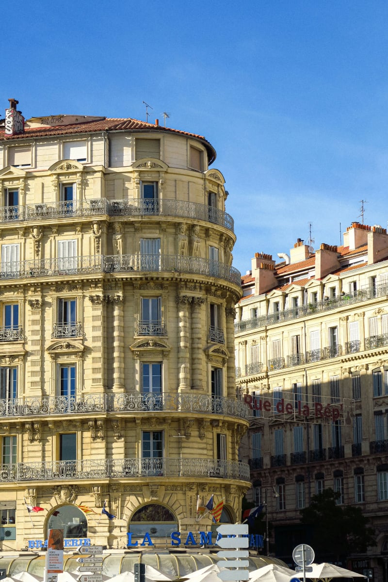 Rooftops of buildings in Marseille, France