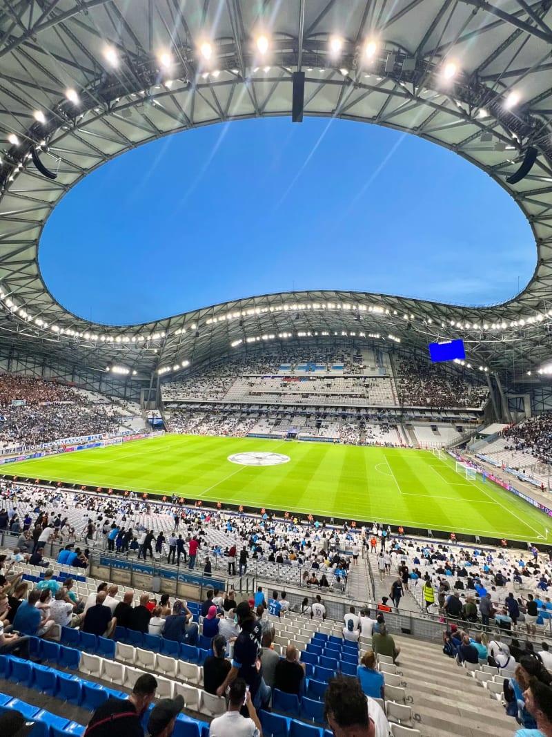 The inside of the Orange Vélodrome in Marseille, France