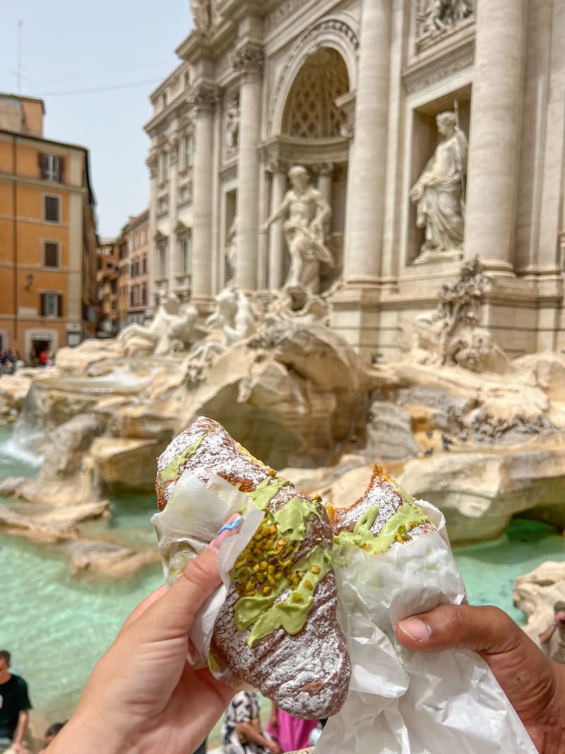 Pistachio Croissant at the Trevi Fountain in Rome Italy