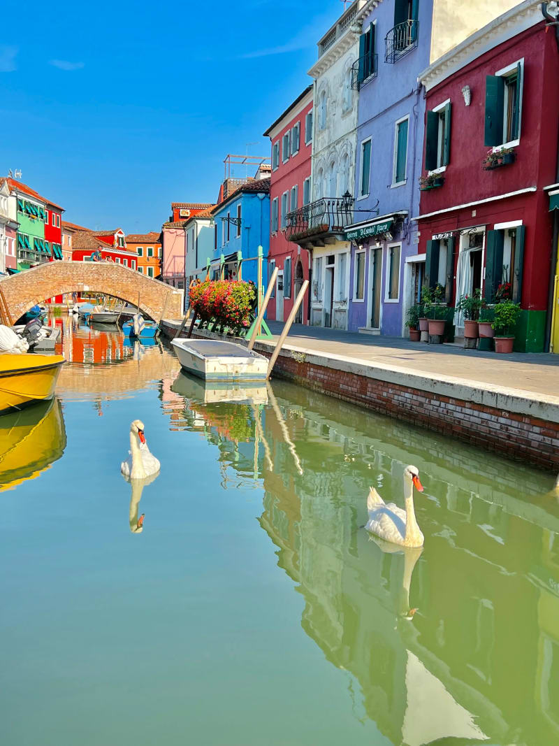 A street on Burano Island in Venice Italy