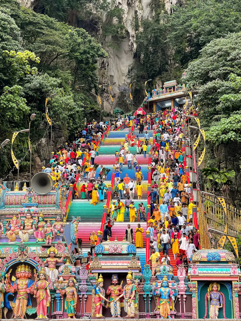 The steps of the Batu Caves in Kuala Lumpur, Malaysia