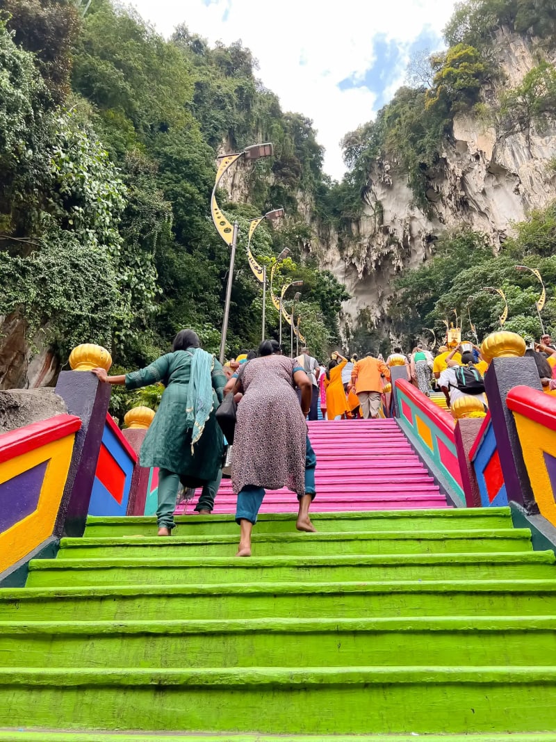 The colorful steps of the Batu Caves in Kuala Lumpur, Malaysia