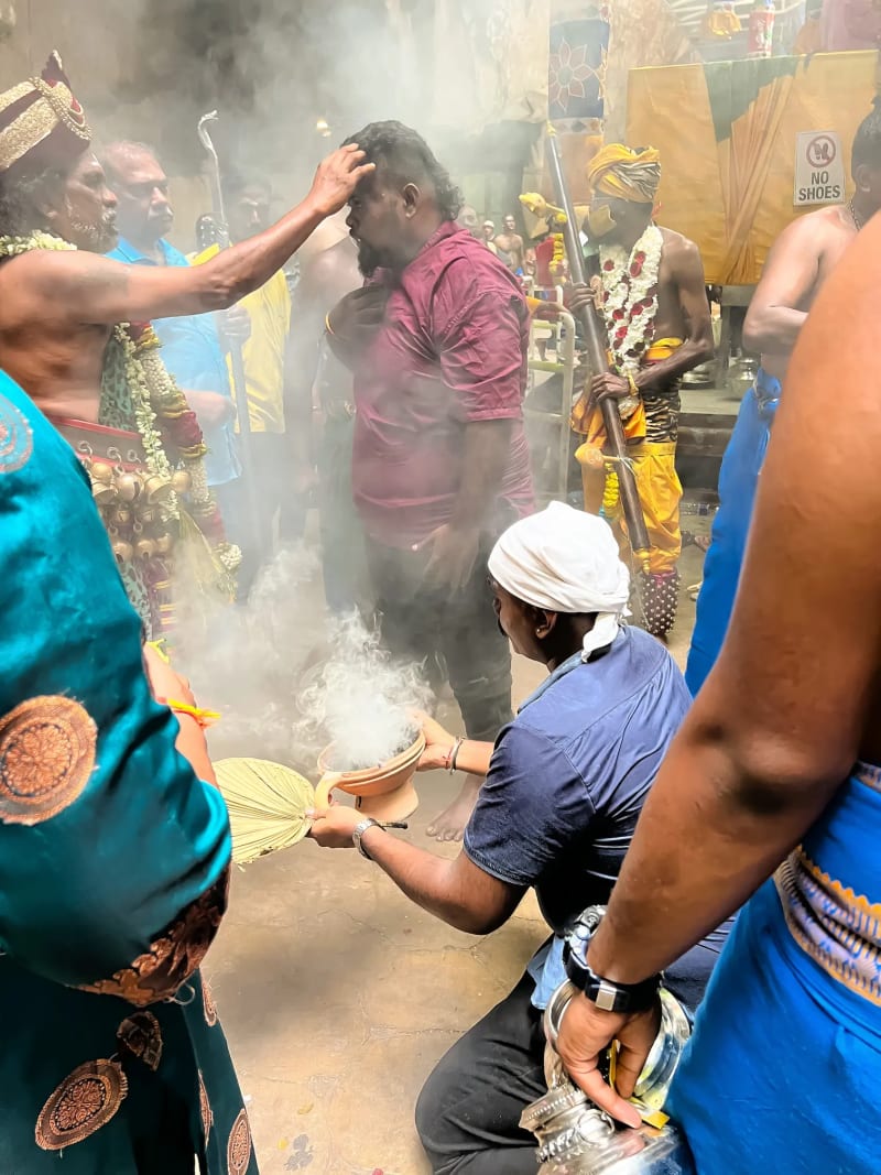 A Hindu ritual taking place at the Batu Caves in Kuala Lumpur, Malaysia