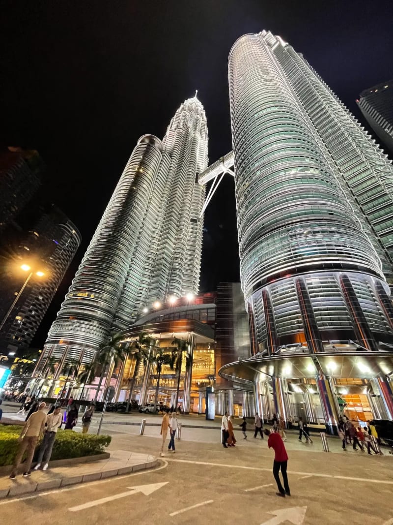 The Petronas Twin Towers at night in Kuala Lumpur, Malaysia