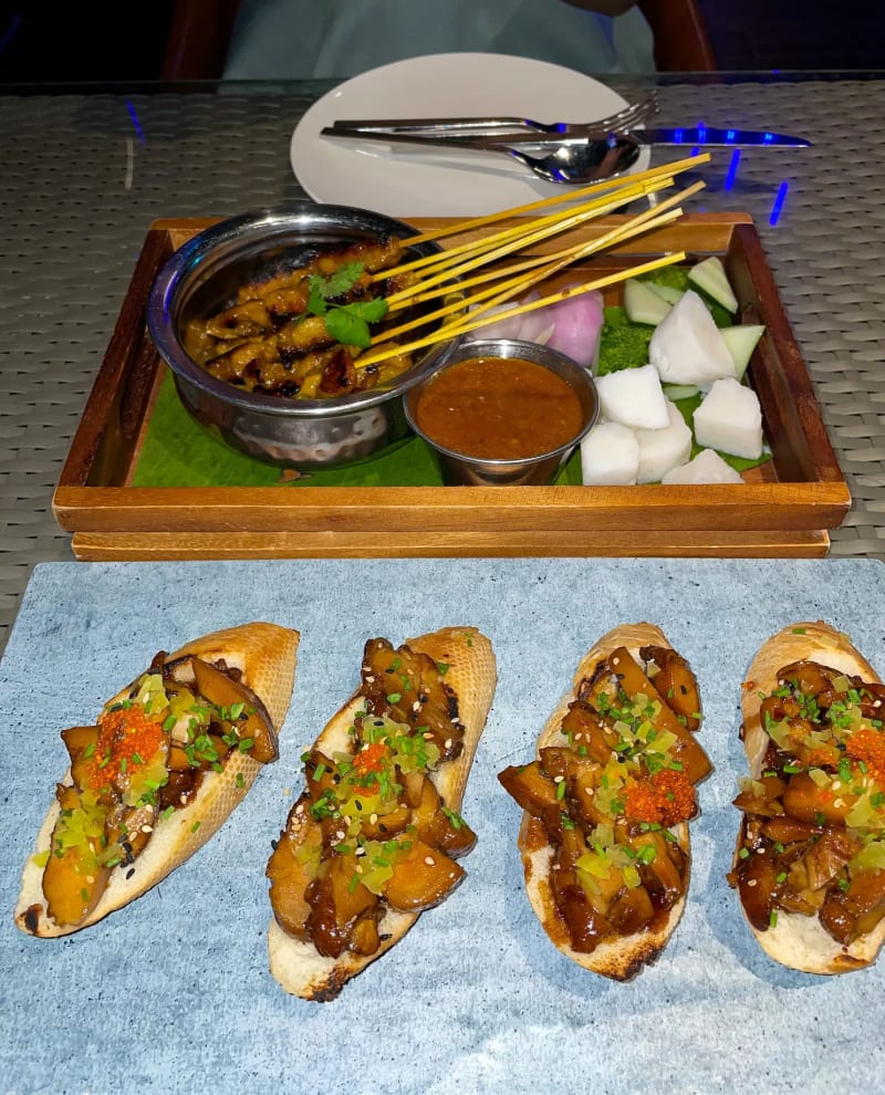 Malaysian chicken satay at Deep Blue Bar and Restaurant in Kuala Lumpur, Malaysia