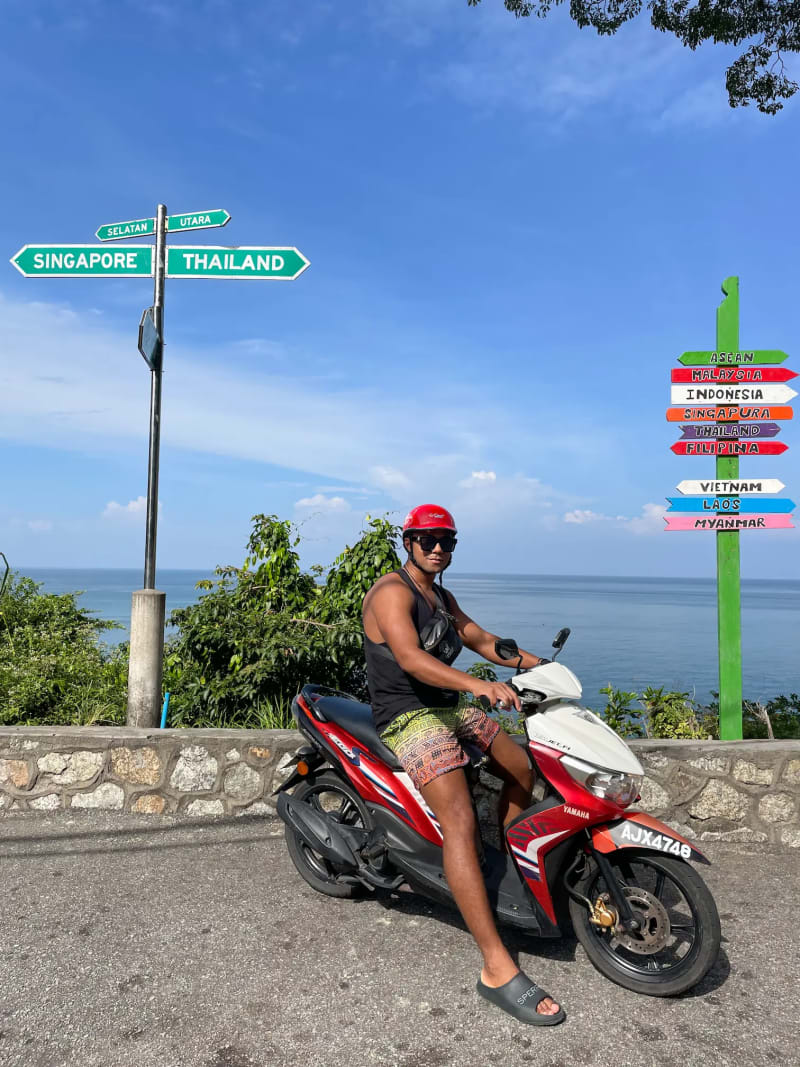 Riding a scooter on Pangkor Island in Malaysia
