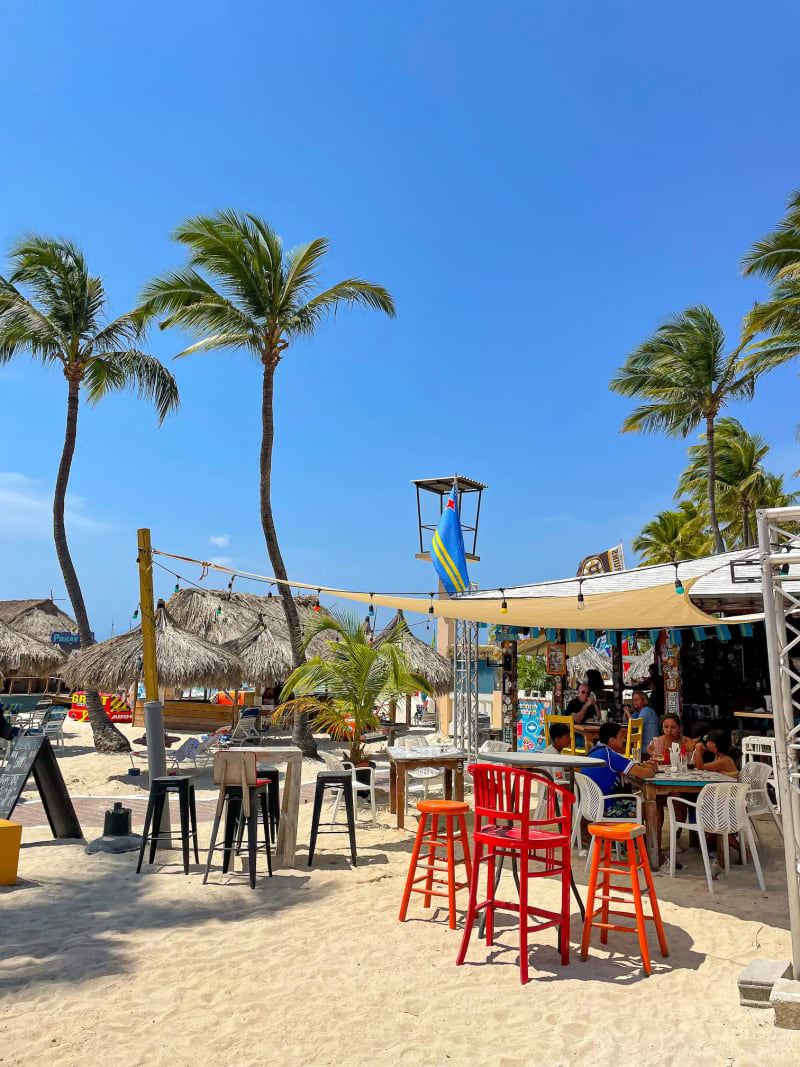 Restaurant on the sand in Palm Beach, Aruba