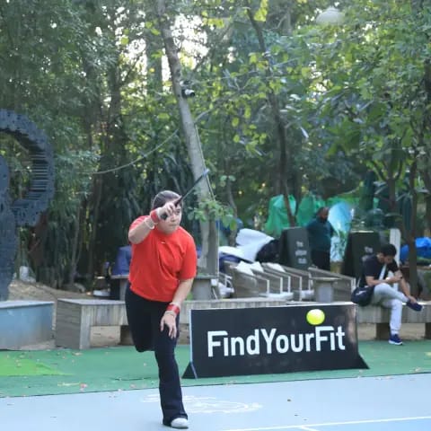 Players rallying at a FindYourFit pickleball & padel night