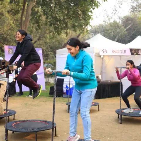 Participants warming up together at The Wellness Carnival