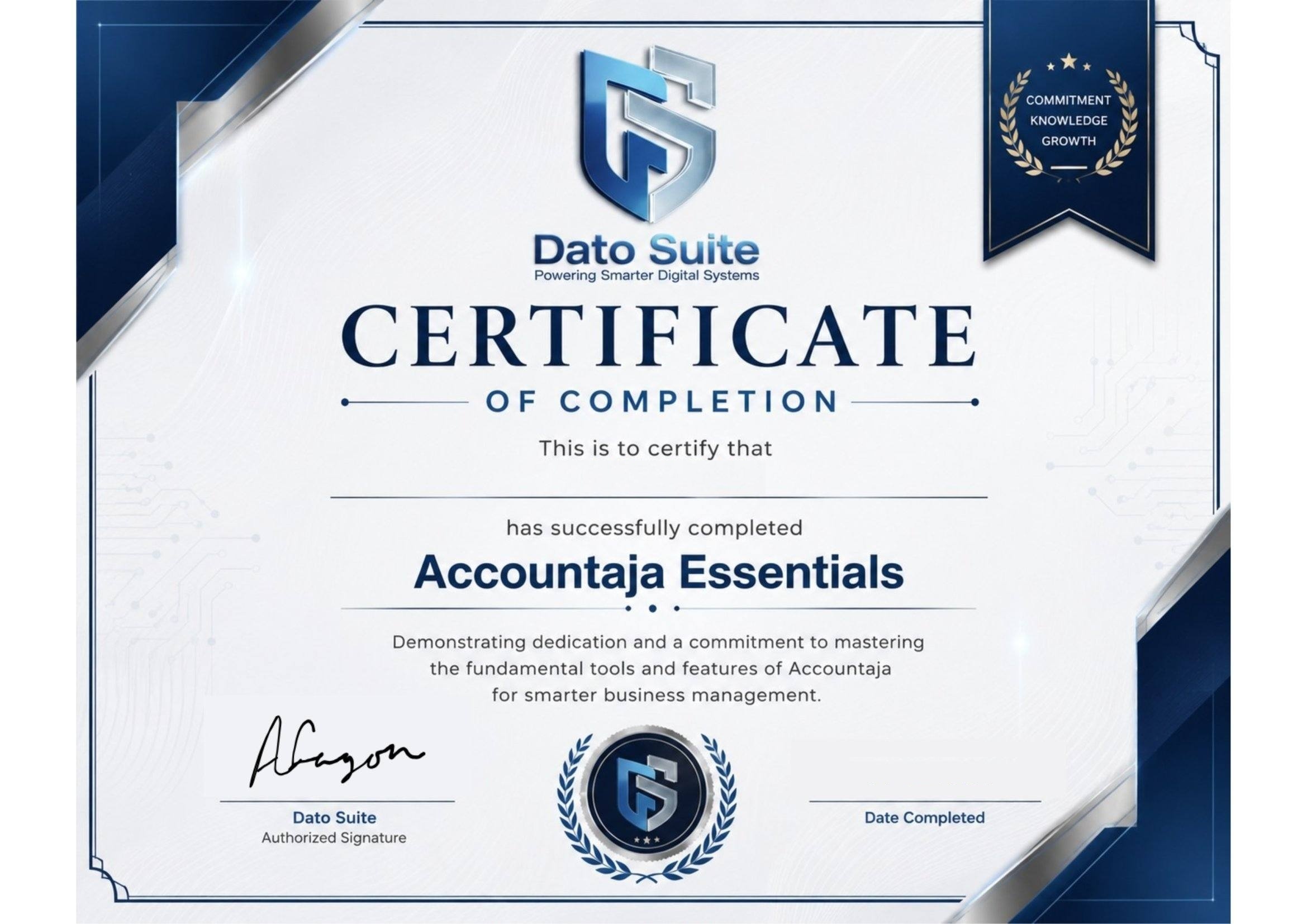 Dato Suite Certificate