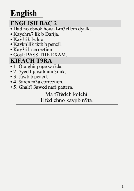 English Ta3 Lbac page 1