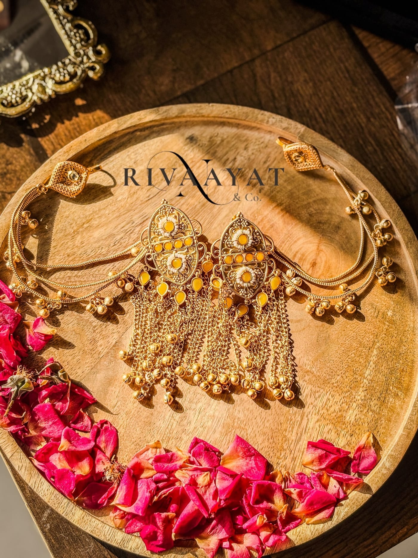 Mahira – Regal Golden Waterfall Sahara Earrings