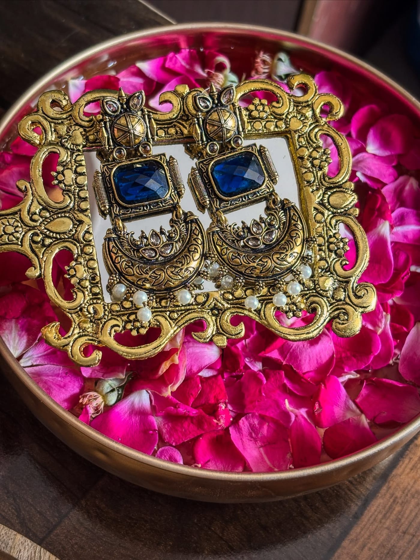 Rajmati – Royal Heritage Blue Onyx Chandbalis