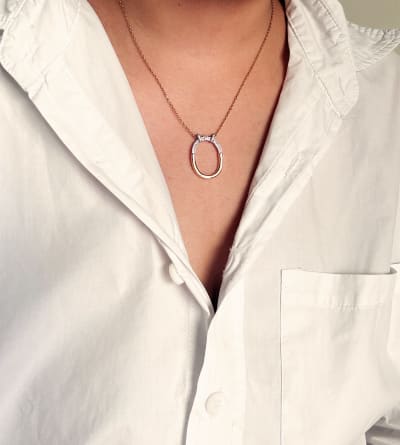 Pavé Diamond Two-Tone Oval Loop